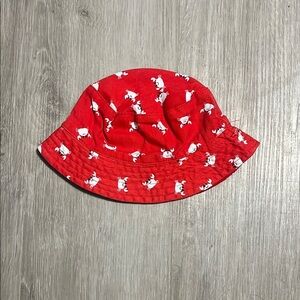 Red Bucket Hat with Cat Print
